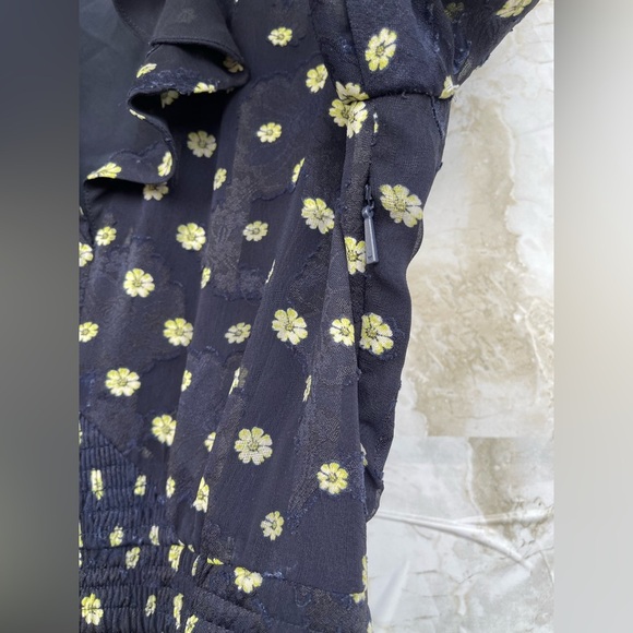 Whistles Aggie Navy Daisy Print Ruffle Dress Size 4 - Picture 14 of 15